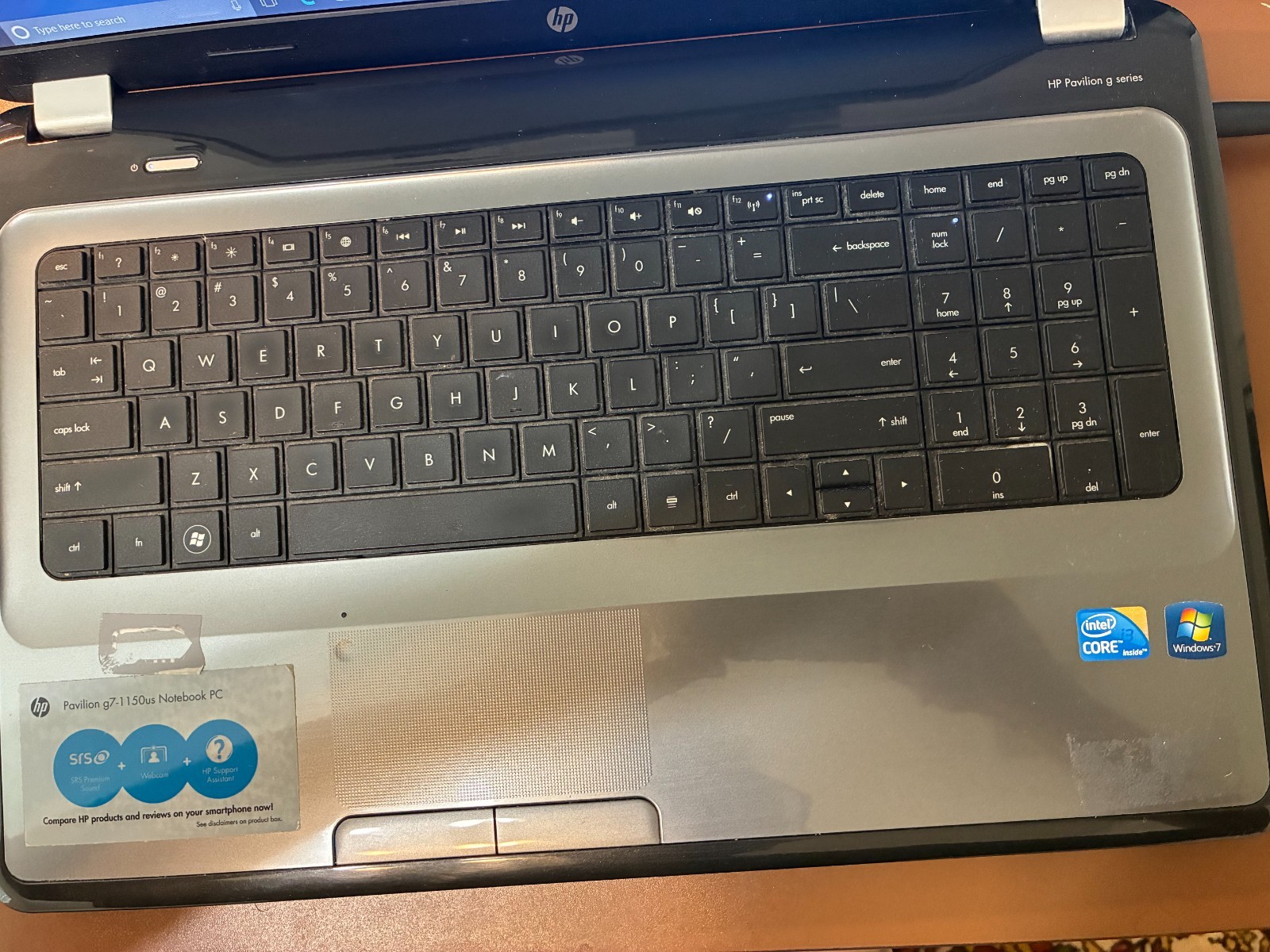 HP Pavilion g7-1150us Intel Core i3 M370 2.4 GHz