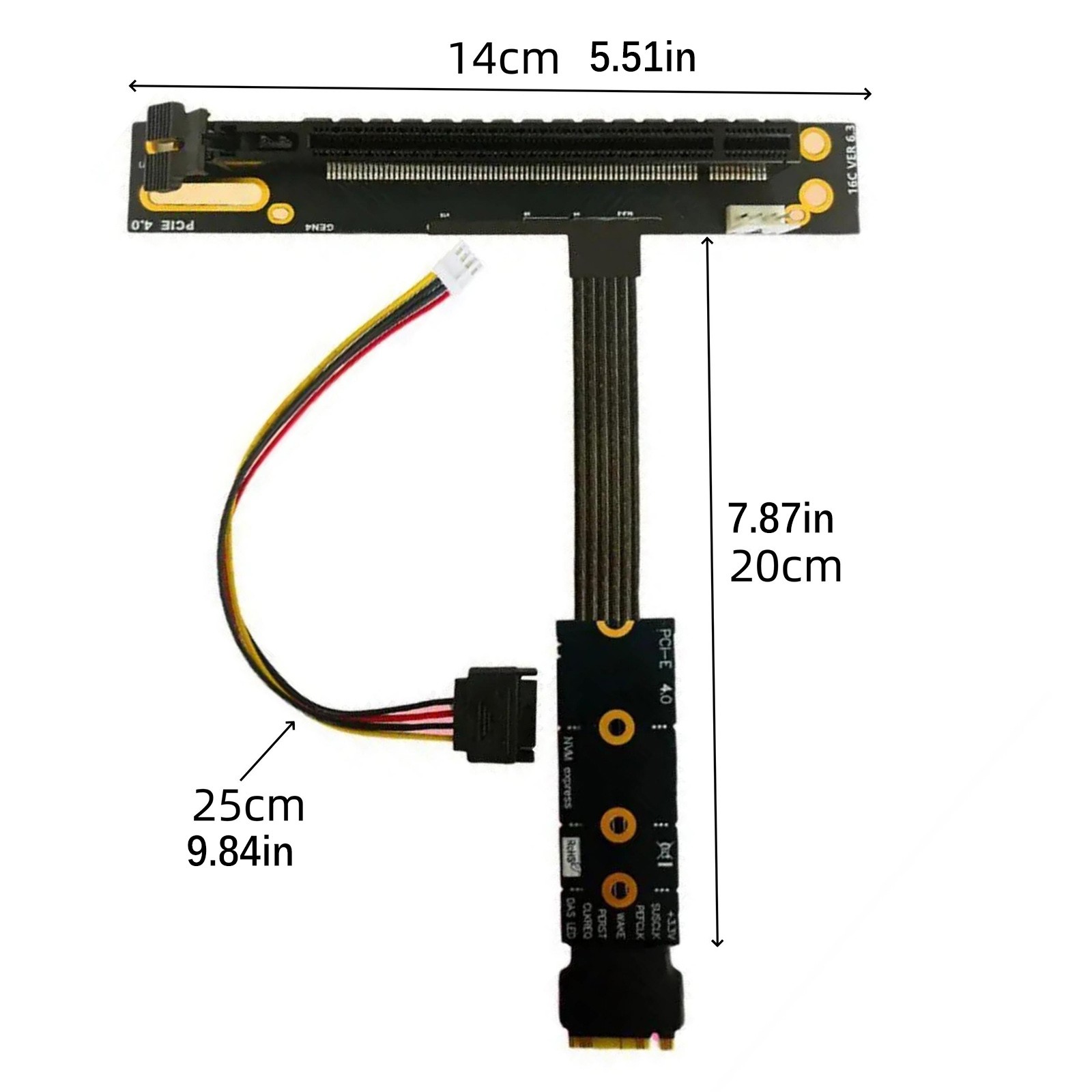 M.2 to PCIe x16 Graphics Card Extension Cable For M2 NVME GEN4 to PCI-e 4.0 X4