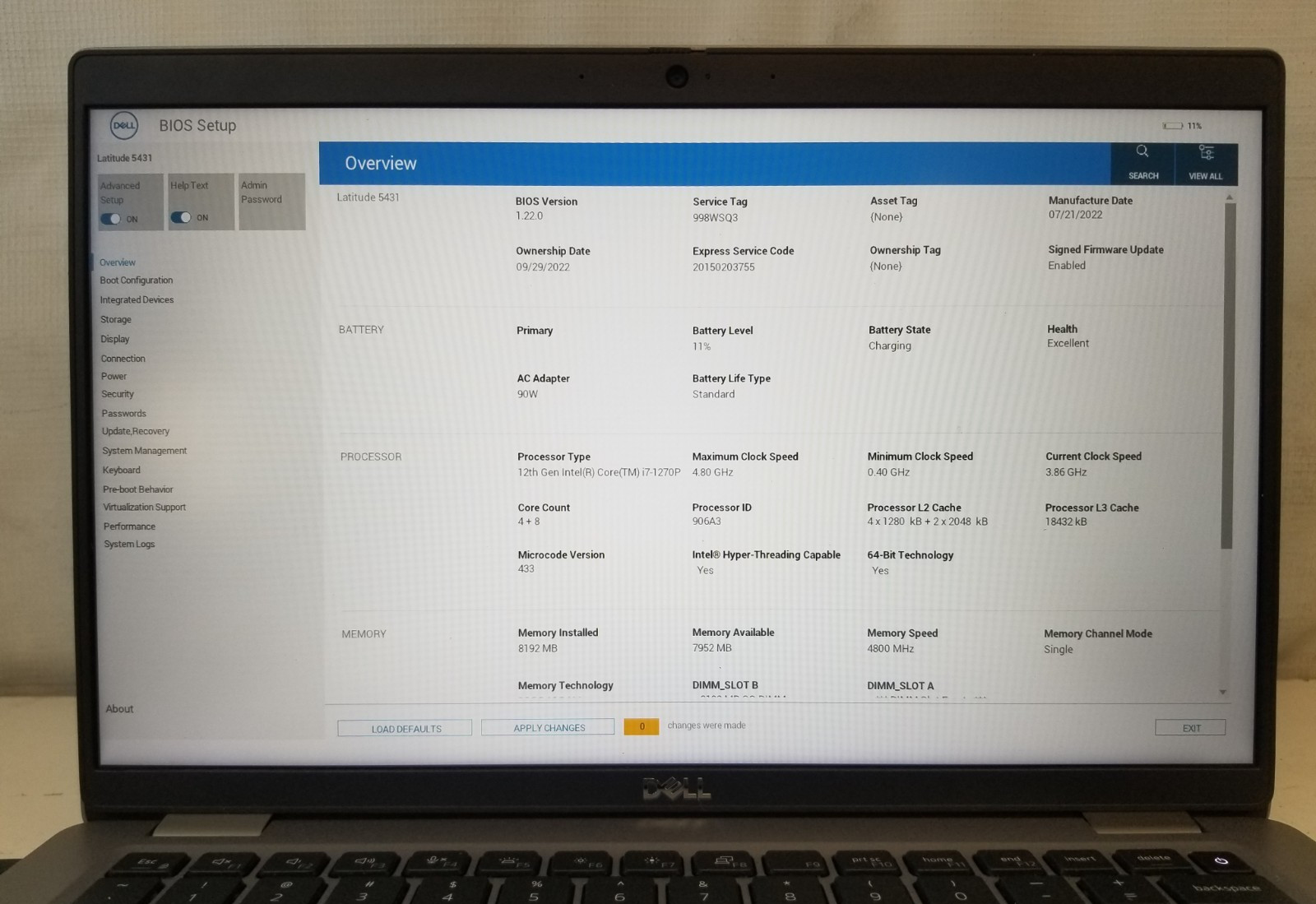 Dell Latitude 5431 Intel Core i7-1270P | 4.80GHz | 8GB DDR5 SDRAM | NO SSD/OS