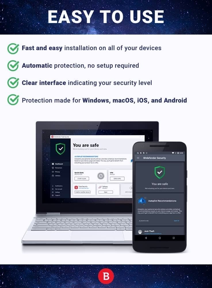 Bitdefender Total Security – 3 Years 1-10 Devices + Daily VPN