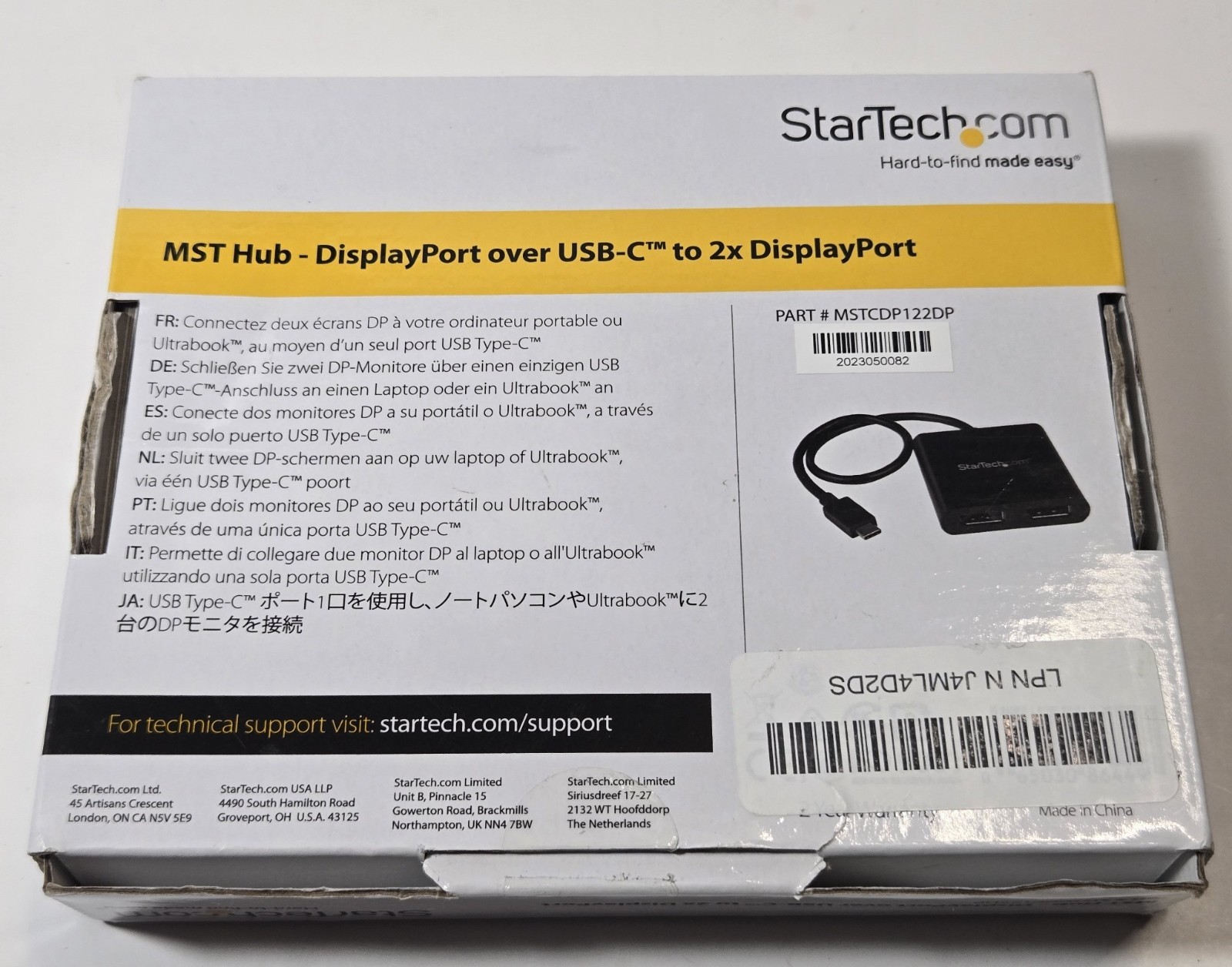 Startech.com MSTCDP122DP MST Hub DisplayPort over USB-C to 2x DP