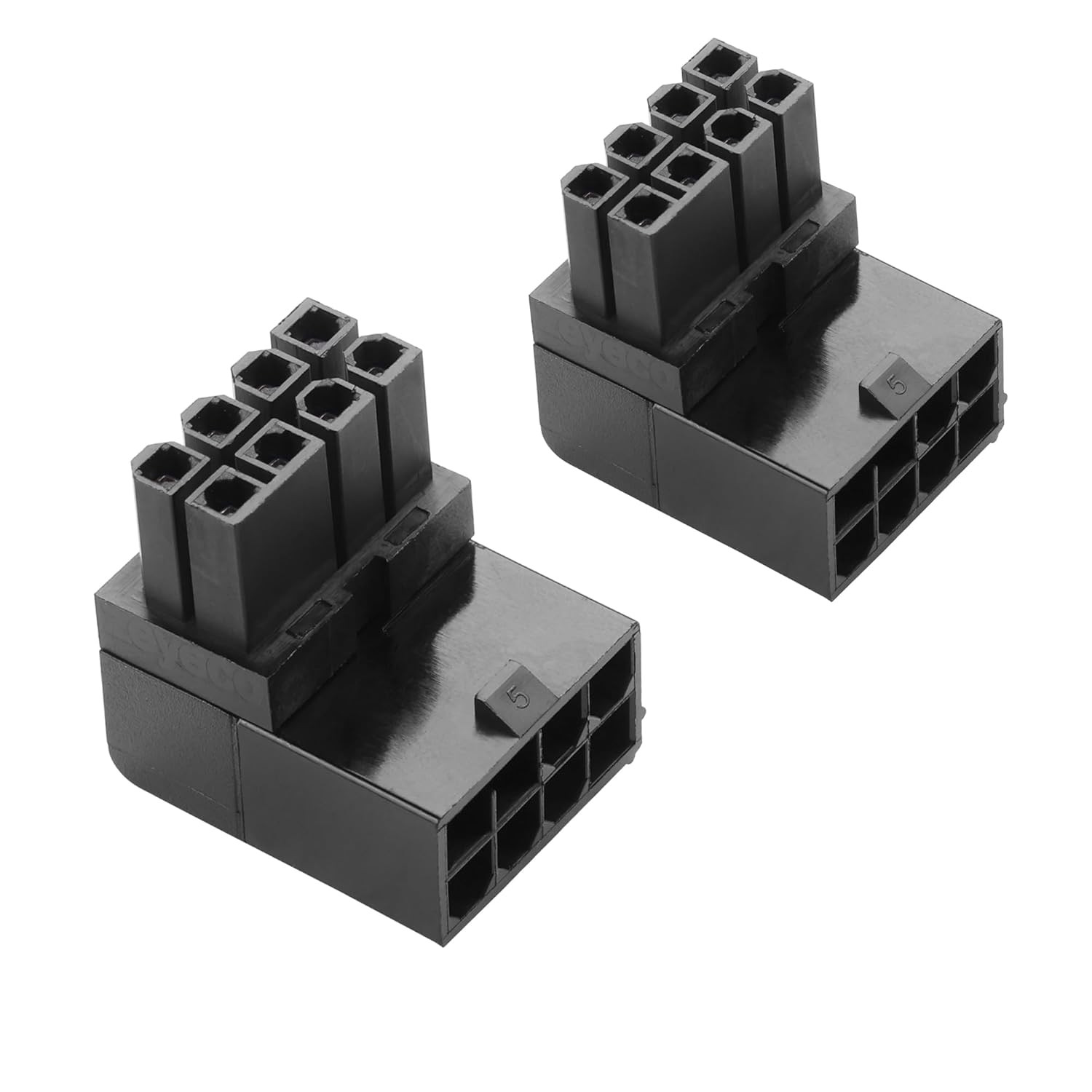 ATX 8-Pin Female to 8-Pin Male 90-Degree Angle Connector Type B, pack of 2