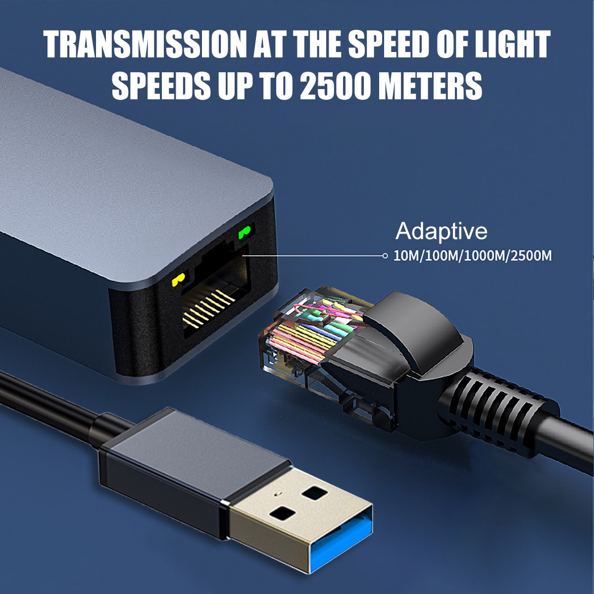 New 2500Mbps USB 3.0 To RJ45 2.5G Ethernet Gigabit Lan Network Adapter Converter