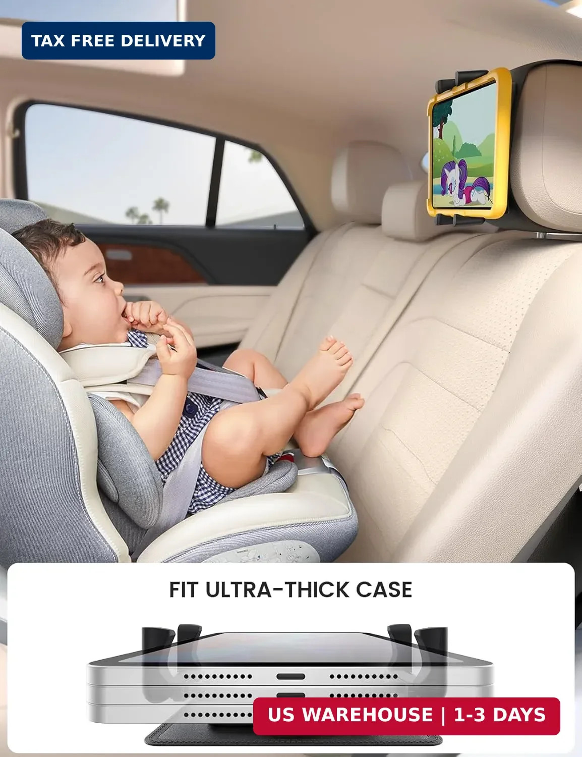 Lamicall Tablet Holder for Car Headrest – [Thick Case Friendly] [360° Rotation]