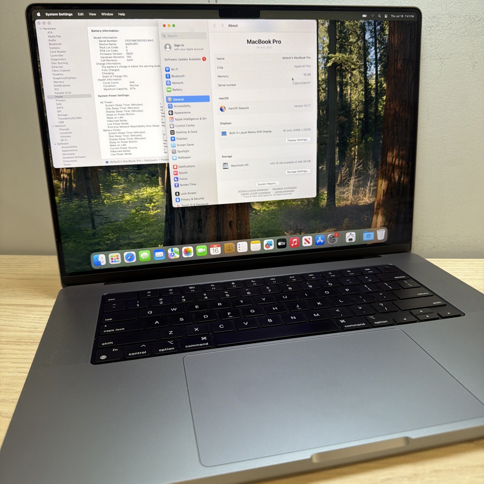 Apple MacBook Pro A2485 M1 Pro 16GB 512GB SSD 16″ Sequoia 2021 – Good