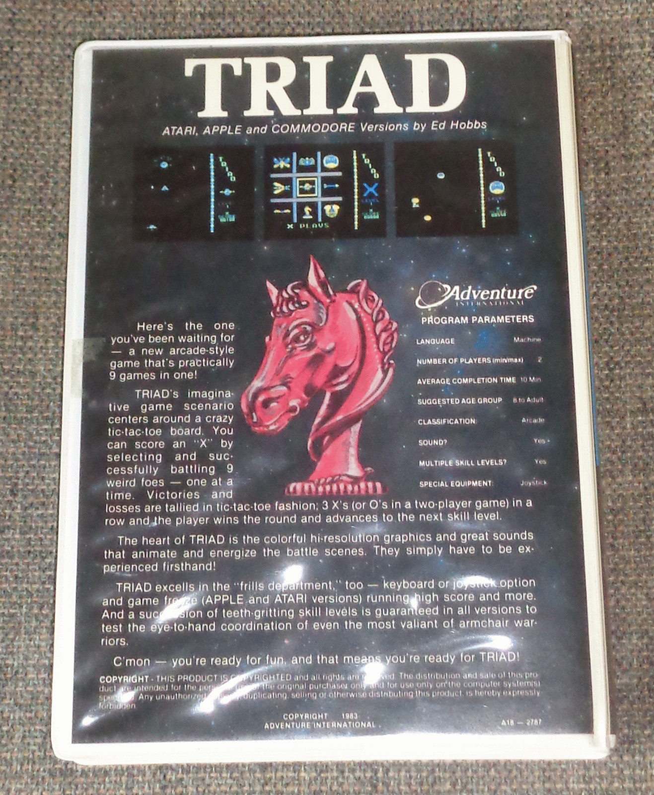 Triad – Adventure International Empty Apple Atari Vintage Computer Game Case/Box