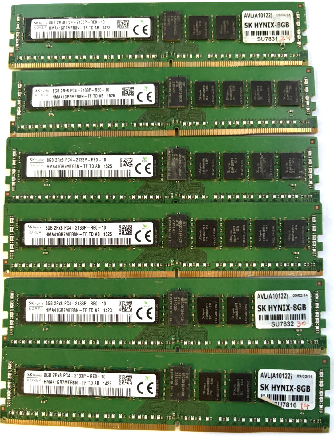 6x SK hynix 8GB DDR4-2133 ECC RDIMM HMA41GR7MFR8N-TF Server RAM 2Rx8 PC4-2133P