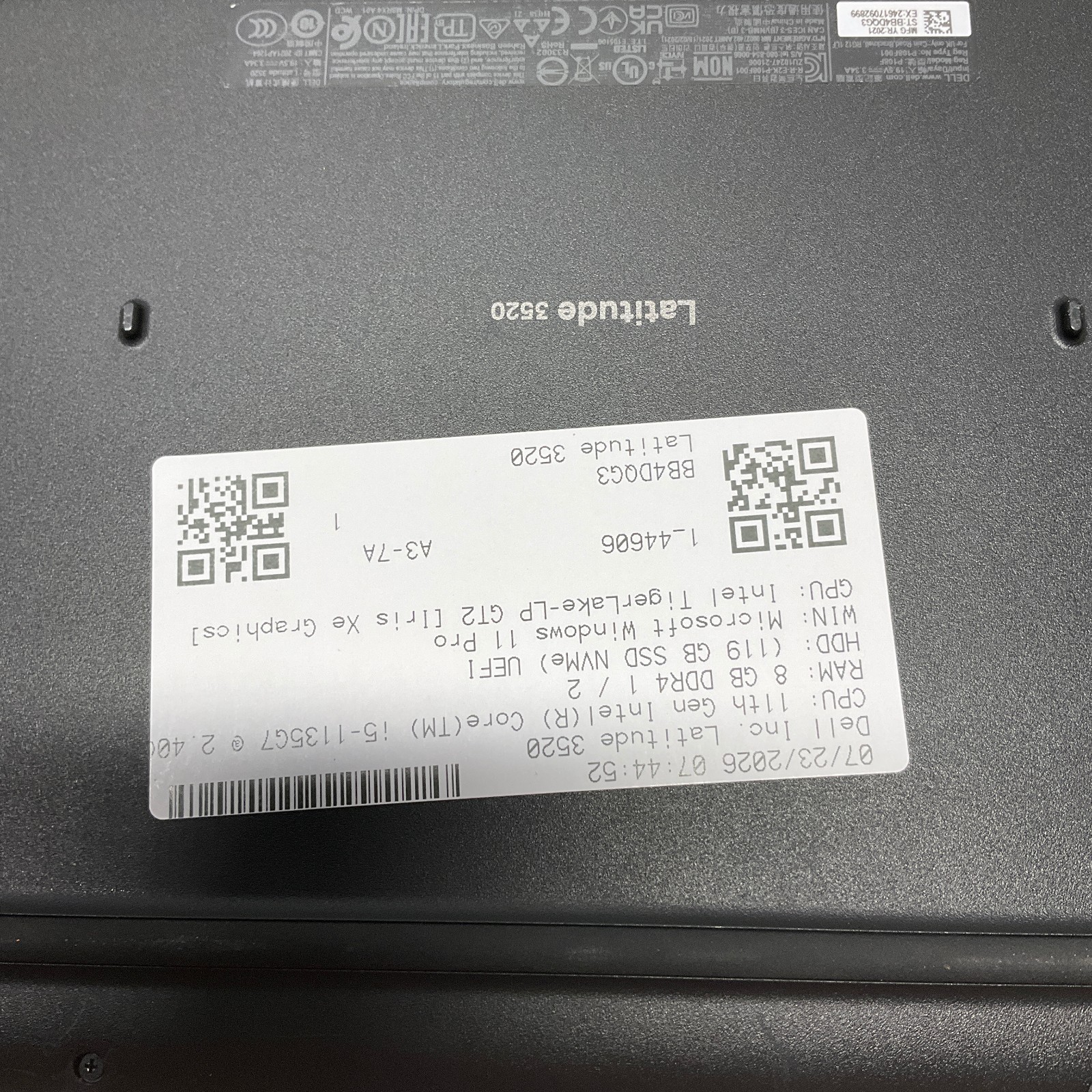 Dell Latitude 3520 Laptop Intel i5-1135G7 8GB RAM 128GB SSD Windows 11 Pro
