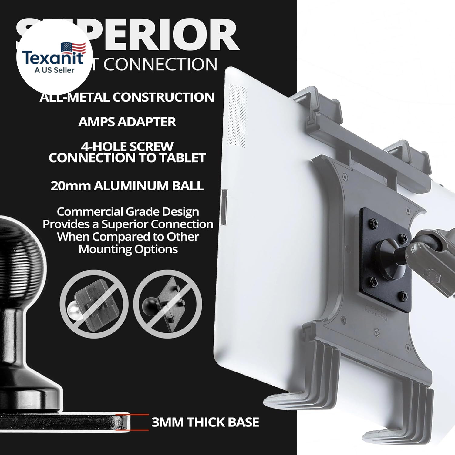 Industrial Metal Drill Base Tablet Mount [Enduro Series] – Ipad Holder for Wall