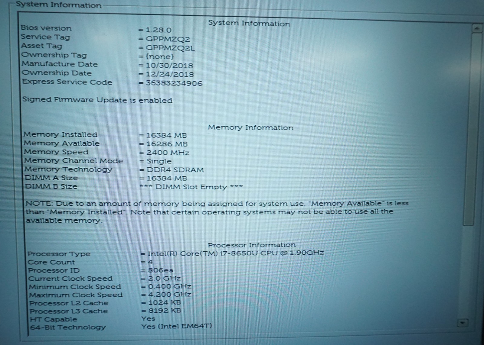 Dell Latitude 5590 Intel i7-8650U @1.90GHz 16GB RAM NO HD/NO OS/NO BATTERY