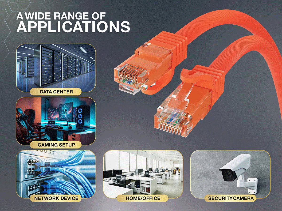 0.5ft Cat6a Ethernet Cable 10Gbps Snagless RJ45 for Gaming PS5 PC Router, Orange