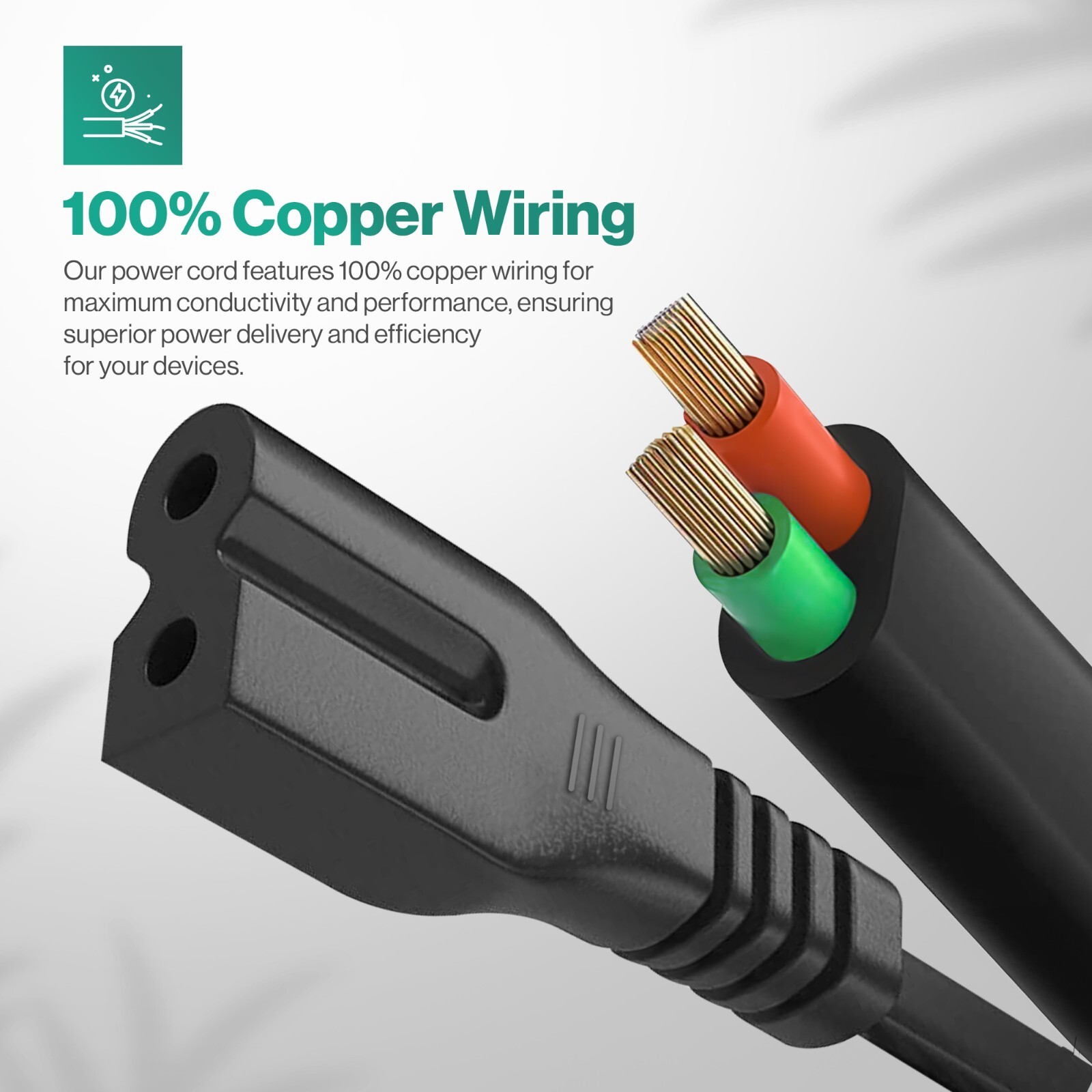 Polarized 2 Prong Power Cord for Sewing Machines Brother, Yuki, Singer, Pfaff