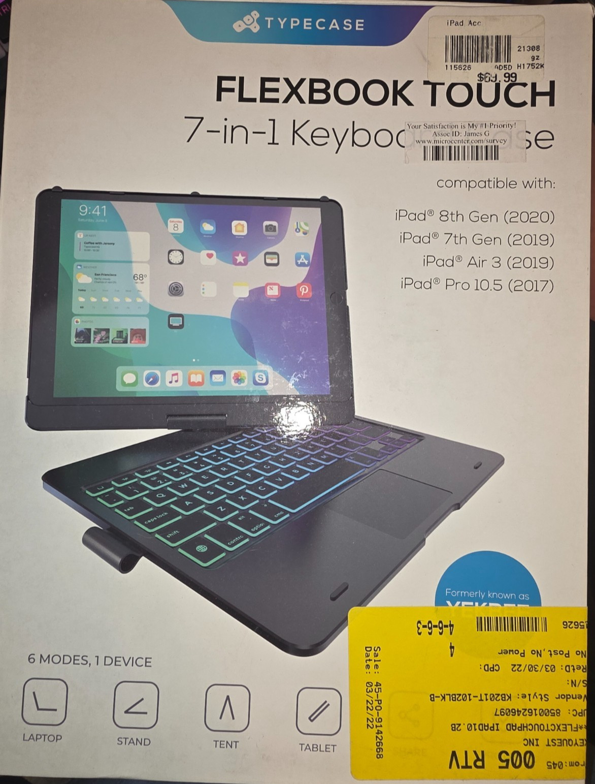 typecase FLEXBOOK TOUCH 7-In-1 Keyboard Case iPad 8th/7th/Air 3/Pro 10.5