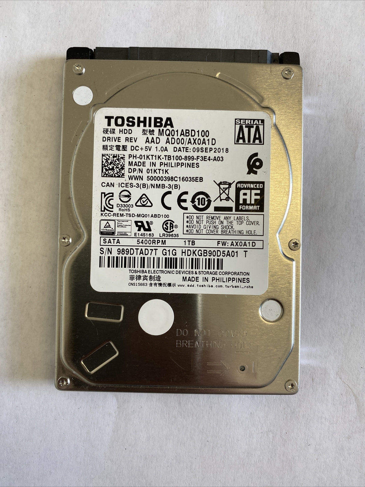 Toshiba MQ01ABD100V 1TB 5400RPM 2.5″ SATA 3Gb/s Hard Drive for PS4, PS3, Laptop