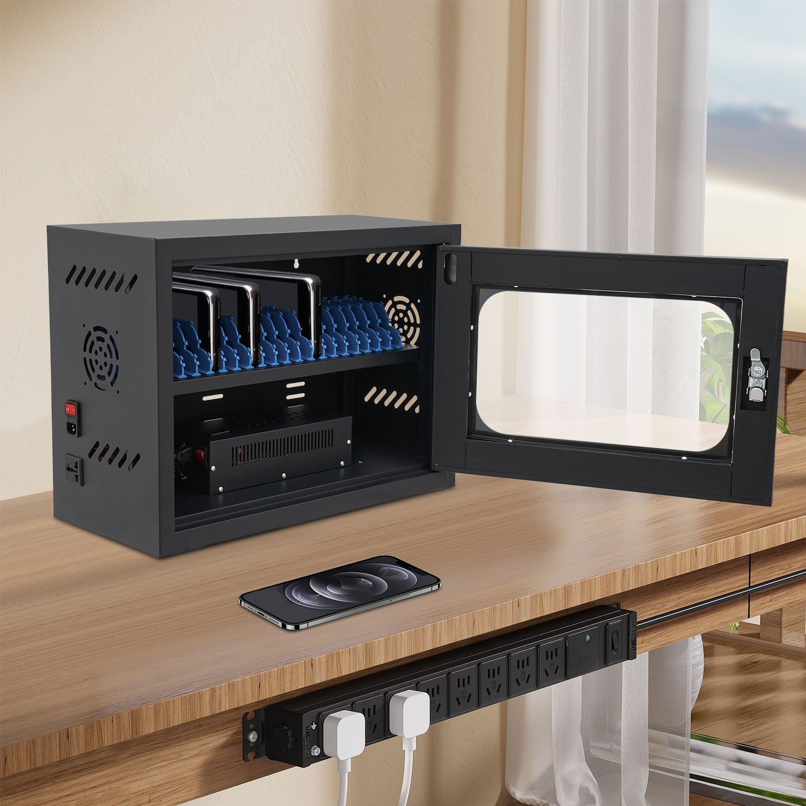 20-Device Charging Station Charging Cabinet for Cellphones & Tablet Computers US