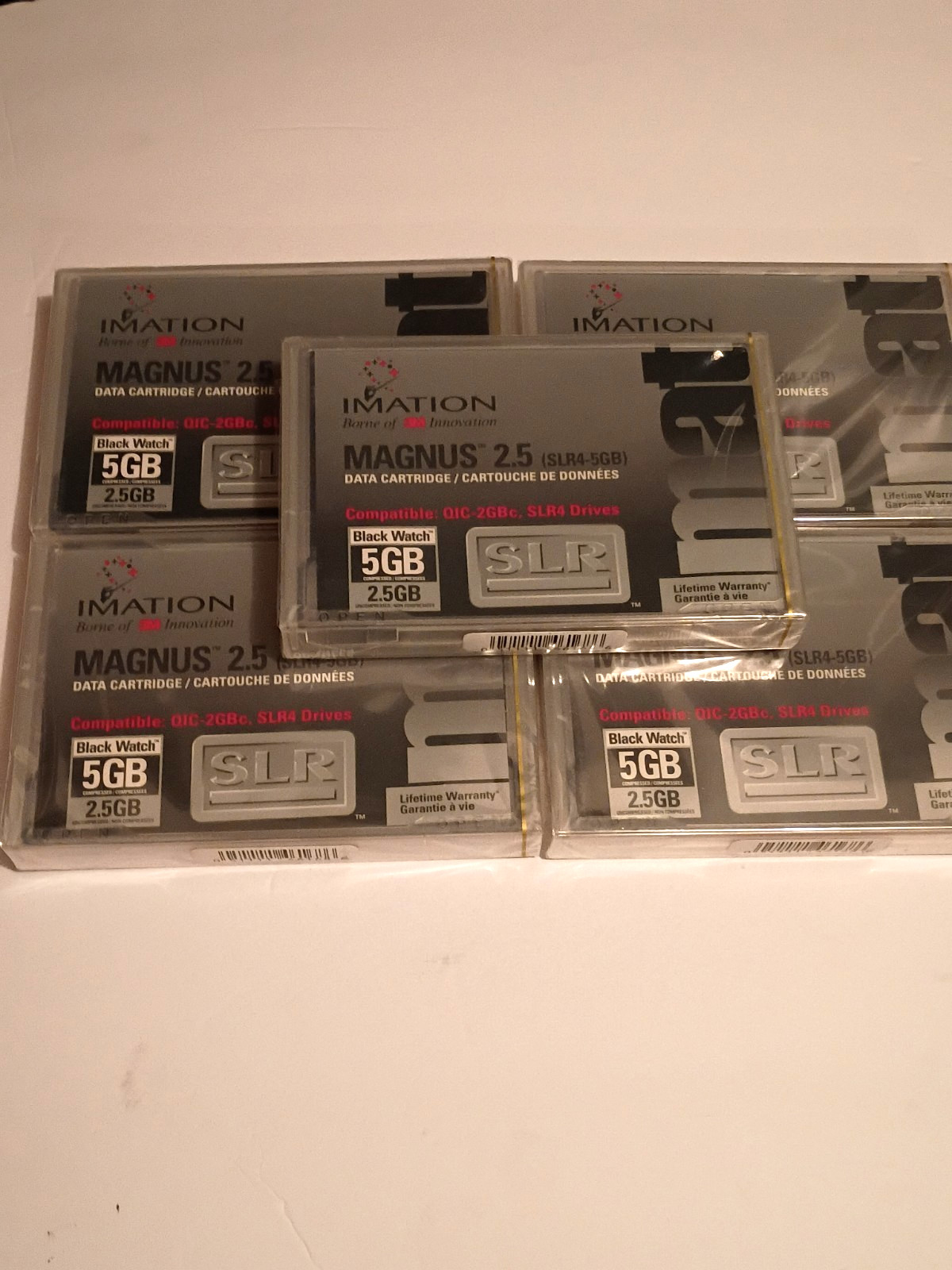 Lot of 5 Imation Magnus 2.5 (SLR4-5GB) Data Cartridges – New Sealed Free Ship