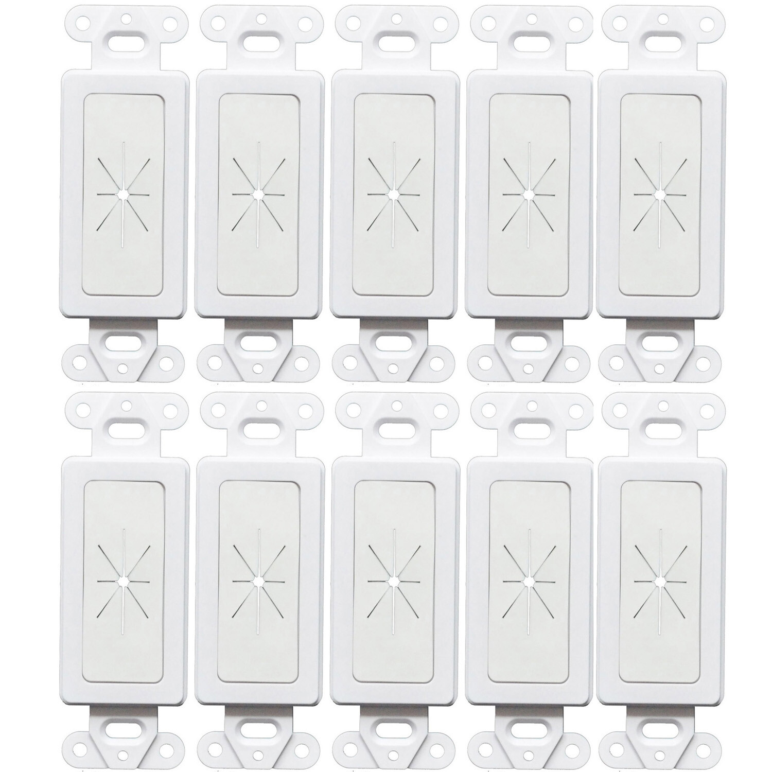 Decora Wall Plate 1-Gang Insert with Flexible Rubber Opening White (10 pack)