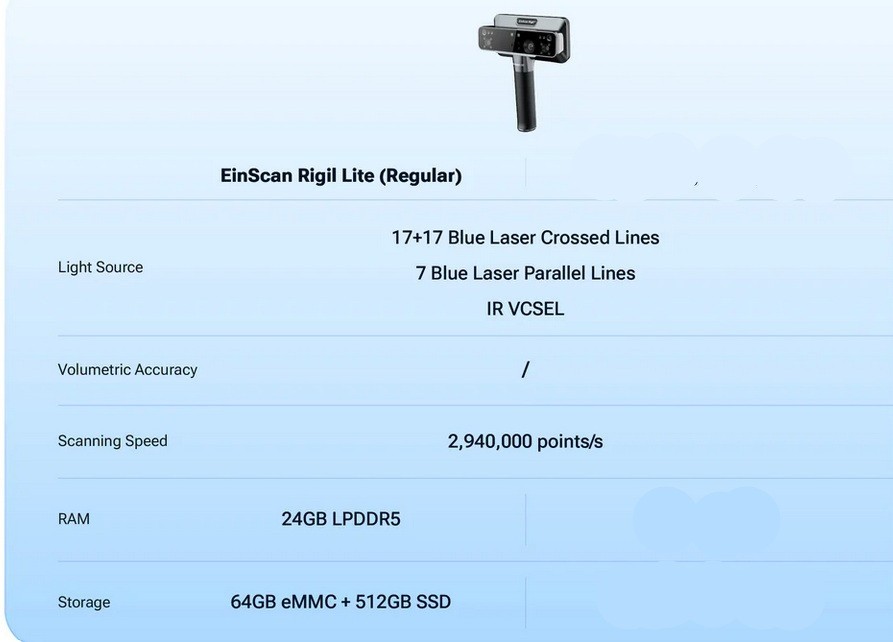 EinScan Rigil Lite Handheld 3D Scanner Wireless Laser IR Full Color CAD