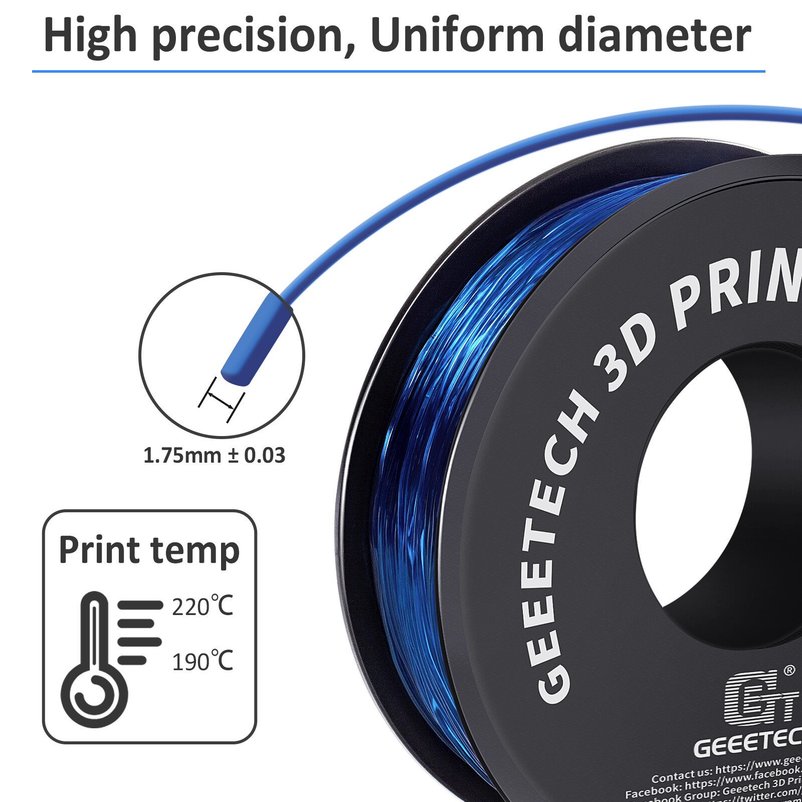 【Buy 6 Get 4 Free,Add 10】1KG/Roll GEEETECH 3D Printer Filament TPU 1.75MM 95A US