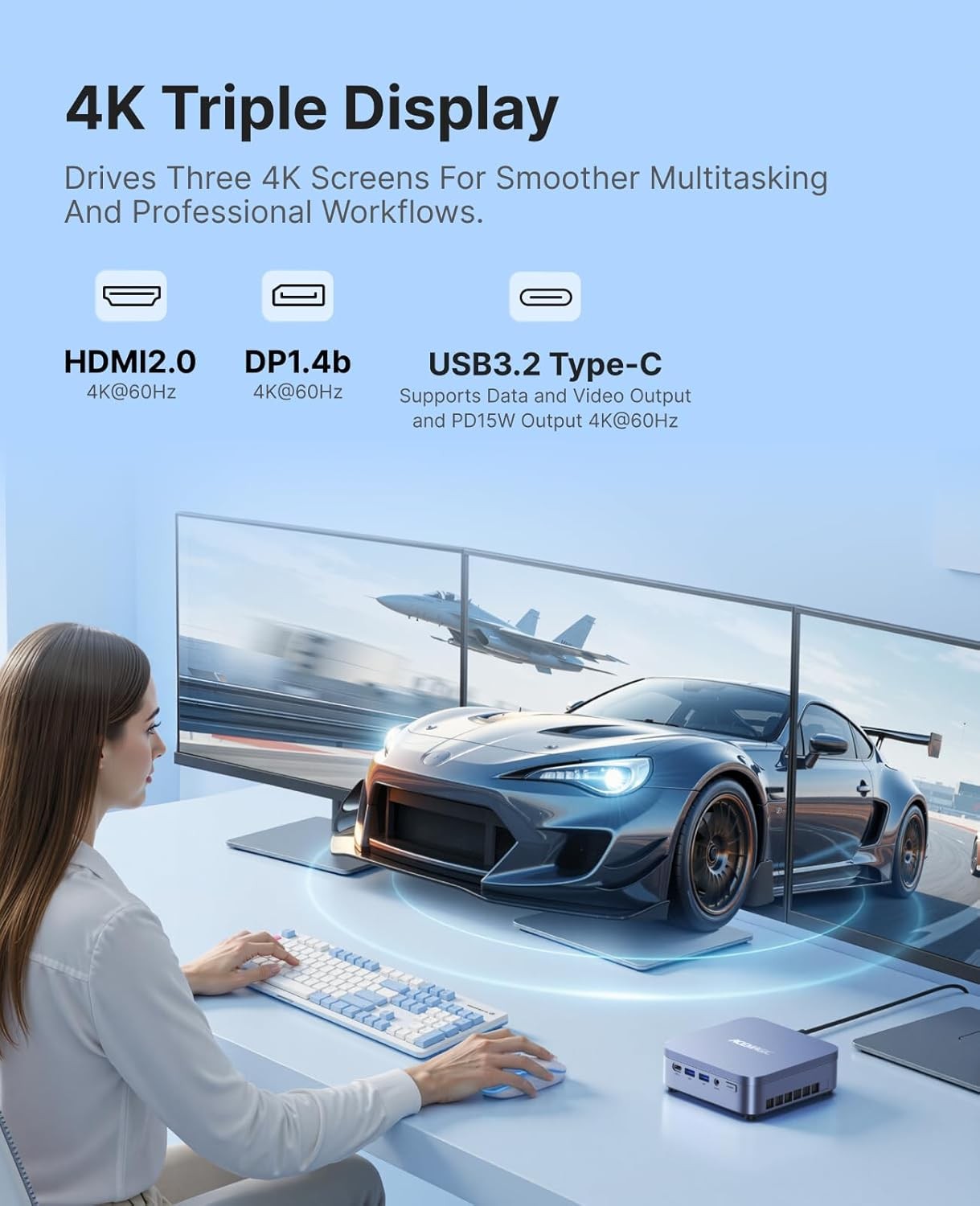 ACEMAGIC M5 Gaming Mini PC, Intel Core i9-14900HX(24C/32T),32GB 1TB SSD,WiFi6 BT