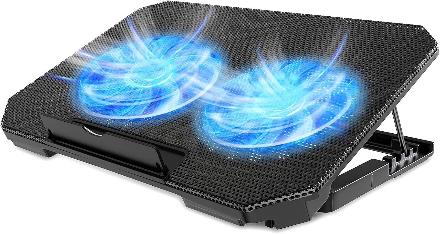 Laptop Cooling Pad with Adjustable Height Two 5.1 Inches Fan 2 USB Ports Suitabl