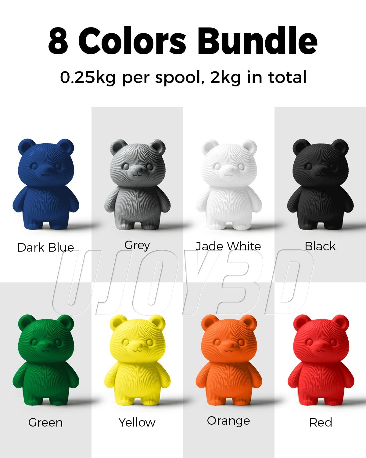 Multicolor Hyper PLA Plus 3D Printing Filament 8 Color Bundle 0.25kg Filament
