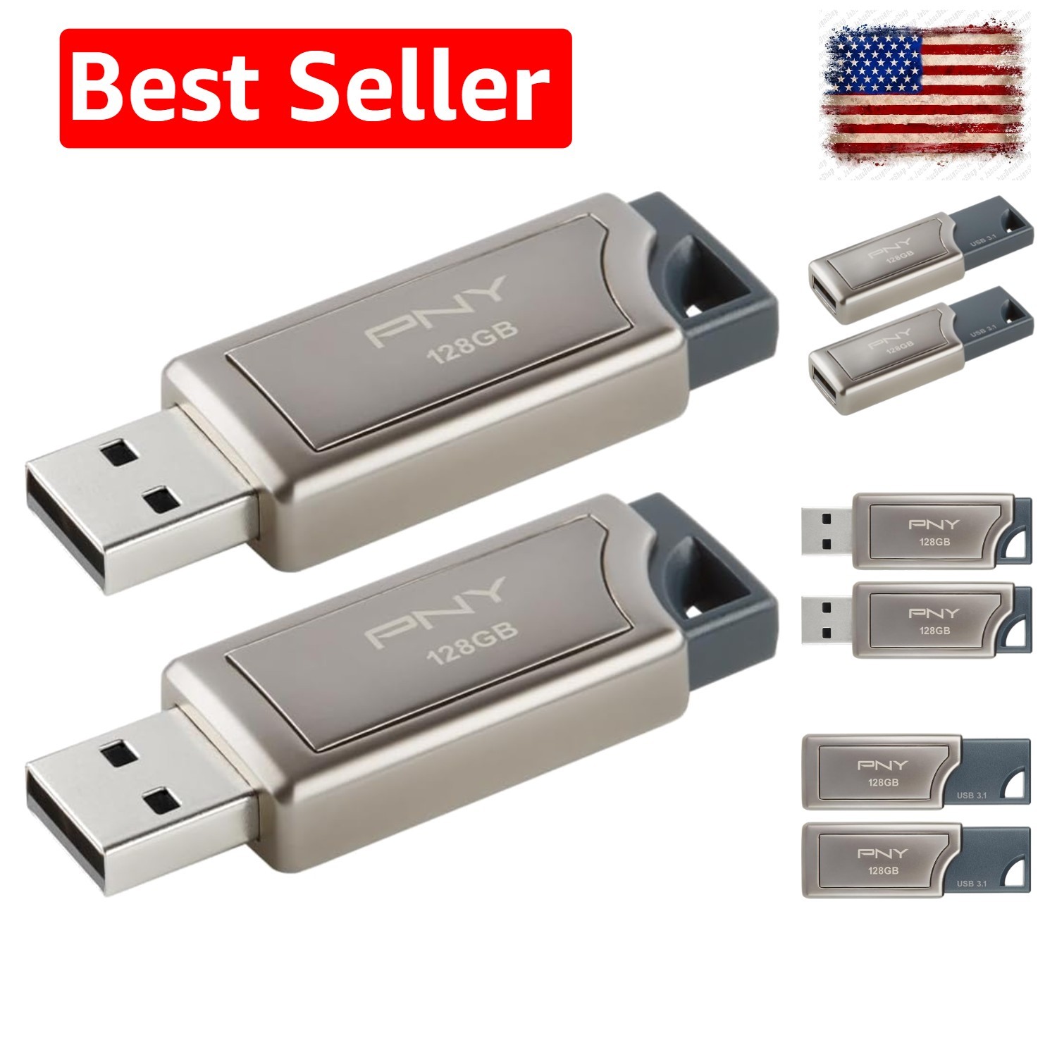 PRO Elite USB 3.1 Flash Drive 128GB 2-Pack – Metal Design, Up to 400MB/s Rea…