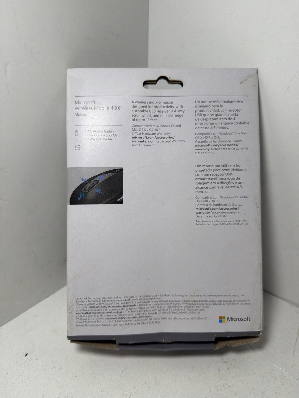 Microsoft Wireless BlueTrack Mobile Mouse 4000 NEW SEALED Black Model 1383