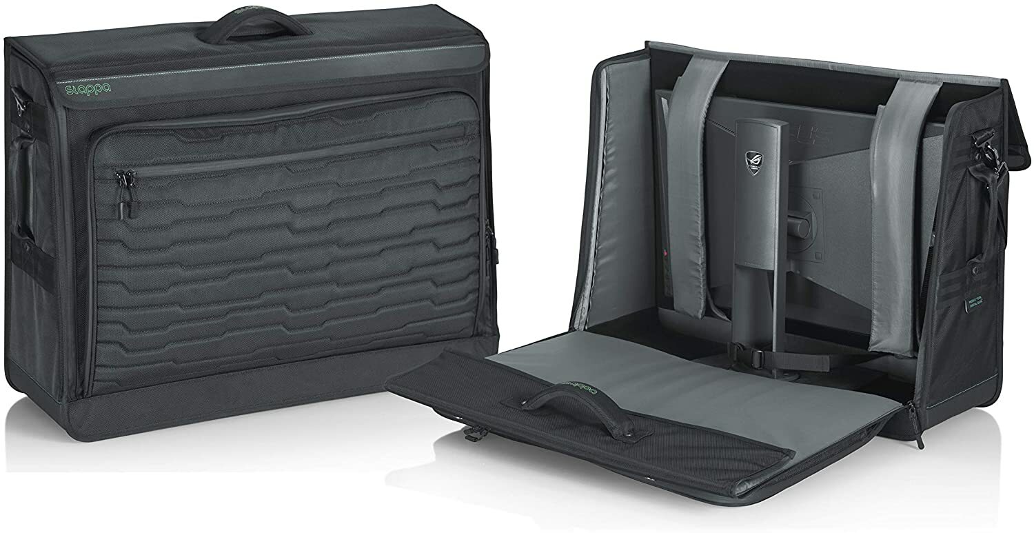 Slappa Gaming Monitor Tote Bag w/ Water Resistant Zippers Fits 27″-32″ Monitors