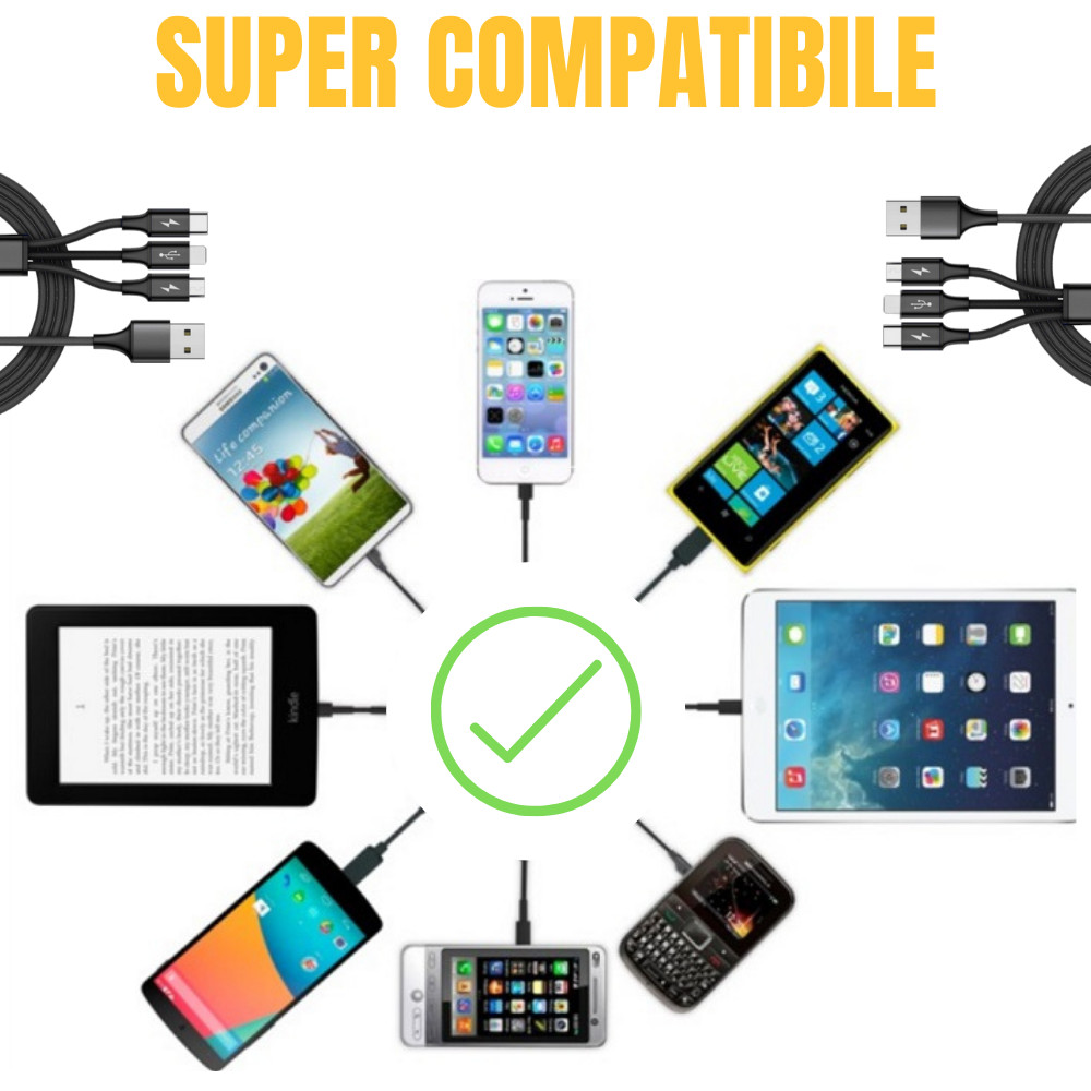 Wholesale Lot 3in1 USB Cable 3A Fast Charging For iPhone Samsung Android Charger