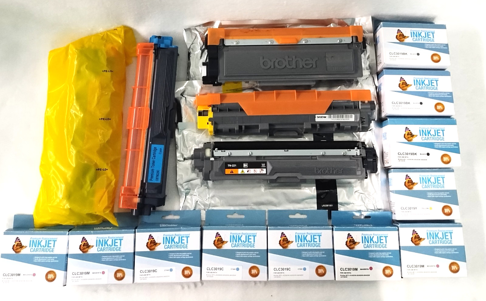Genuine & Compatible Brother Toner/Cartridge, Black Cyan Yellow, Magenta, Lot 16