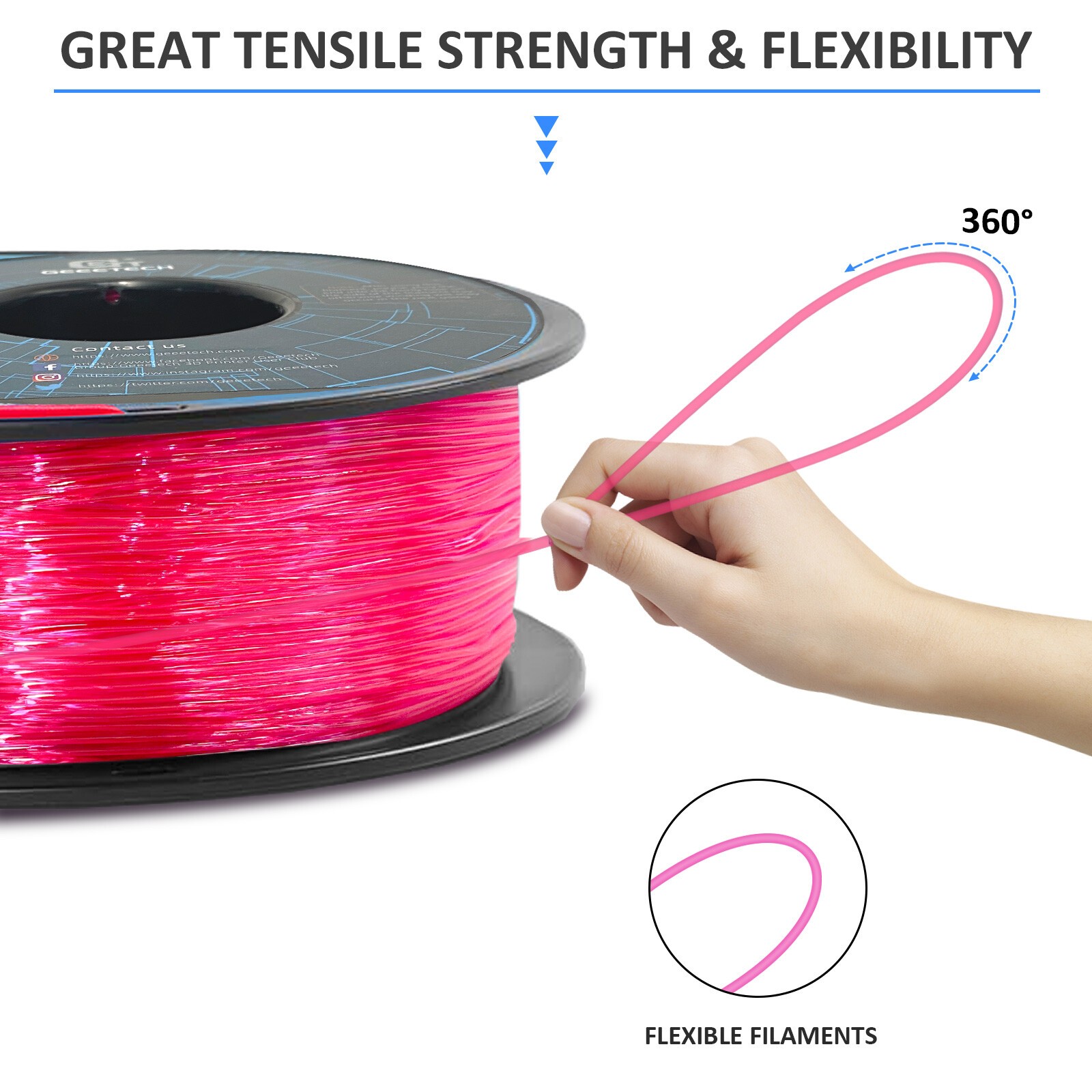 【Buy 6 Get 4 Free,Add 10】1KG/Roll GEEETECH 3D Printer Filament TPU 1.75MM 95A US