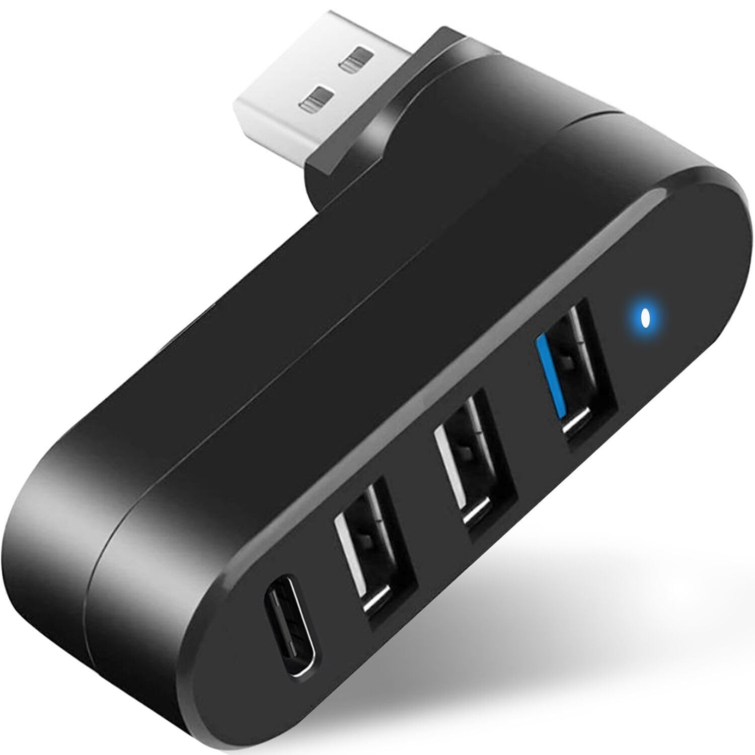USB Hub 4 Port USB 3.0 Splitter Rotatable Adapter for Laptop