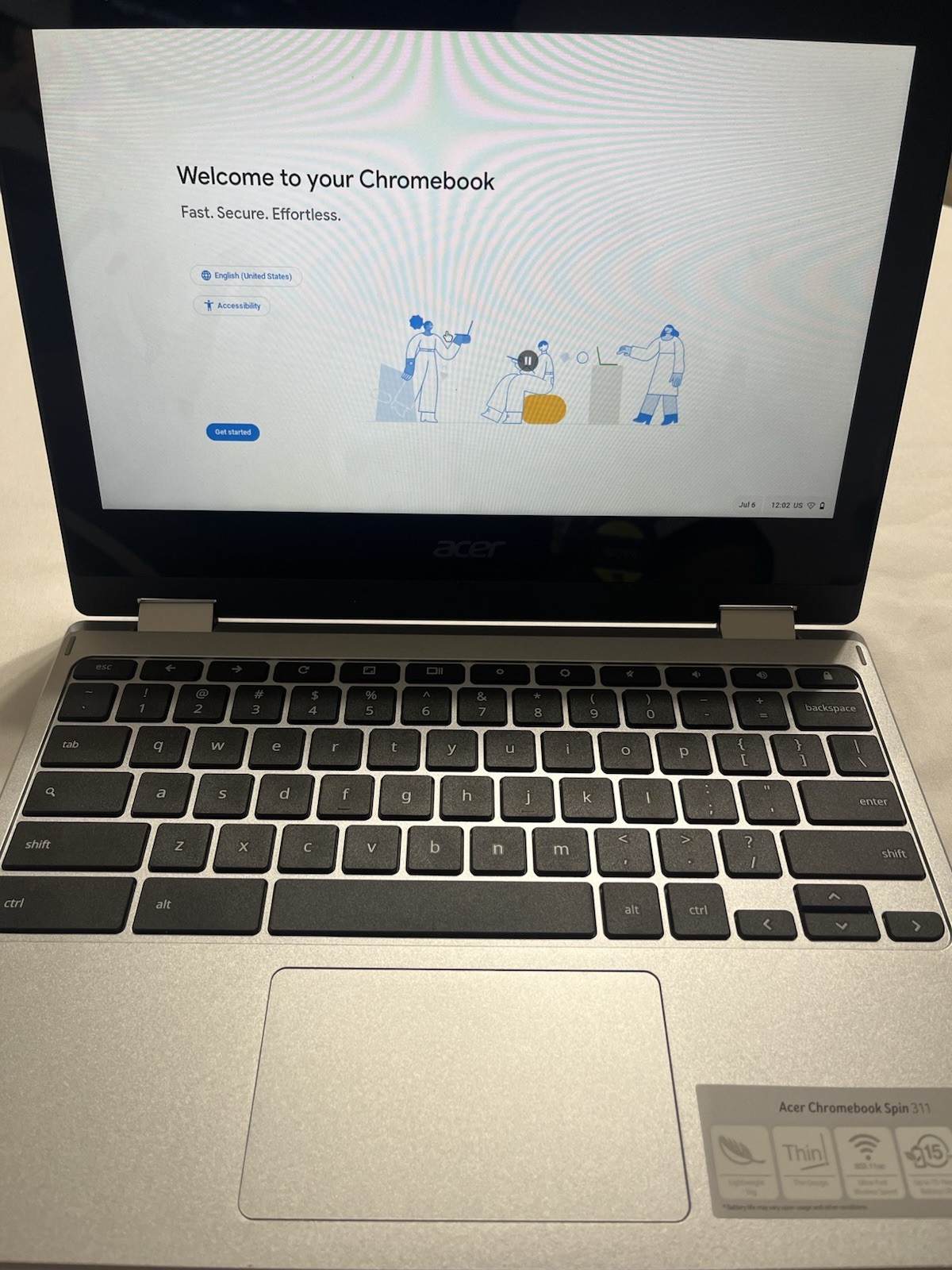 Acer Chromebook Spin 311 CP311-3H-K3WL 11.6” Touch Chromebook Tested No Charger