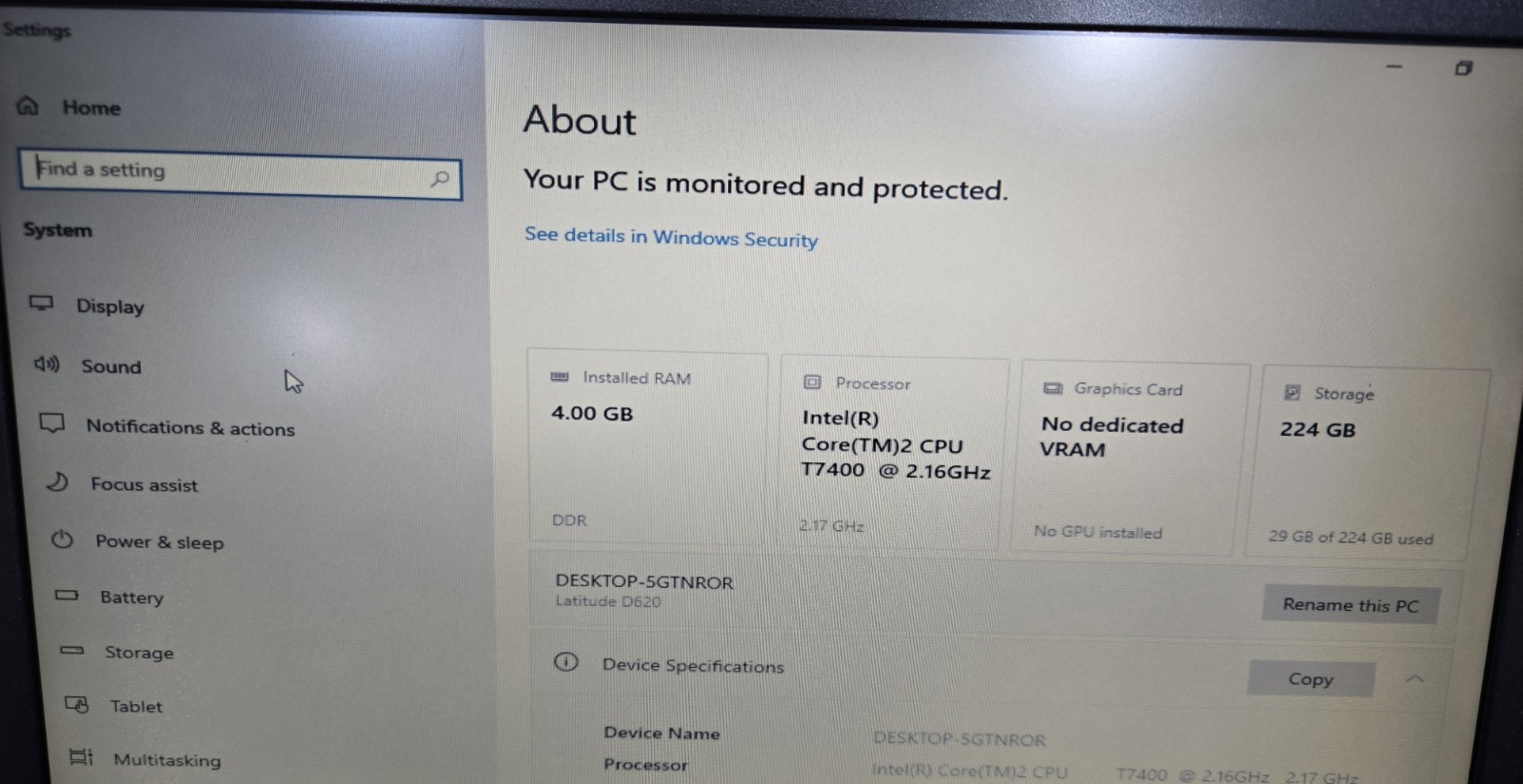 Dell Latitude D620 14in 230GB SSD, Intel Core 2 Duo, 2.16GHz, 4GB DDR3