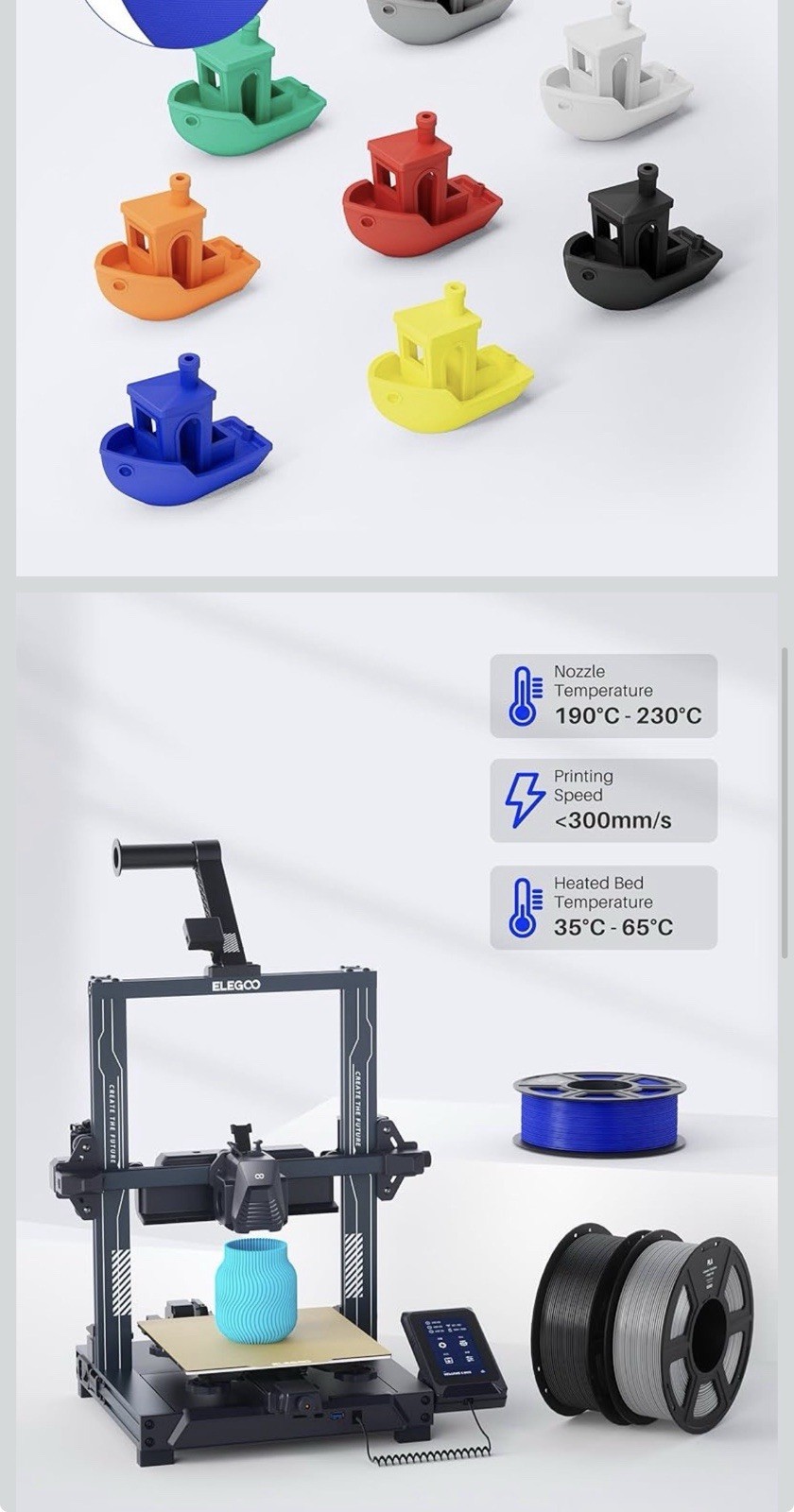 【Pay 6 Get 10】ELEGOO PLA Matte PLA PLA+ PETG TPU 3D Printer Filament 1.75mm 1kg
