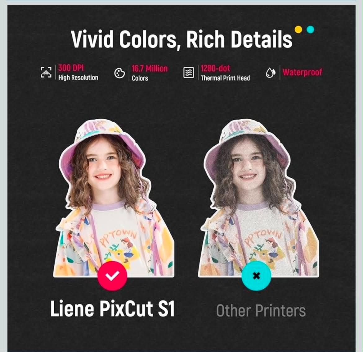 liene PixCut S1 Photo Sticker Paper 4×7 with ink Cartridge 72 Sheets NEW