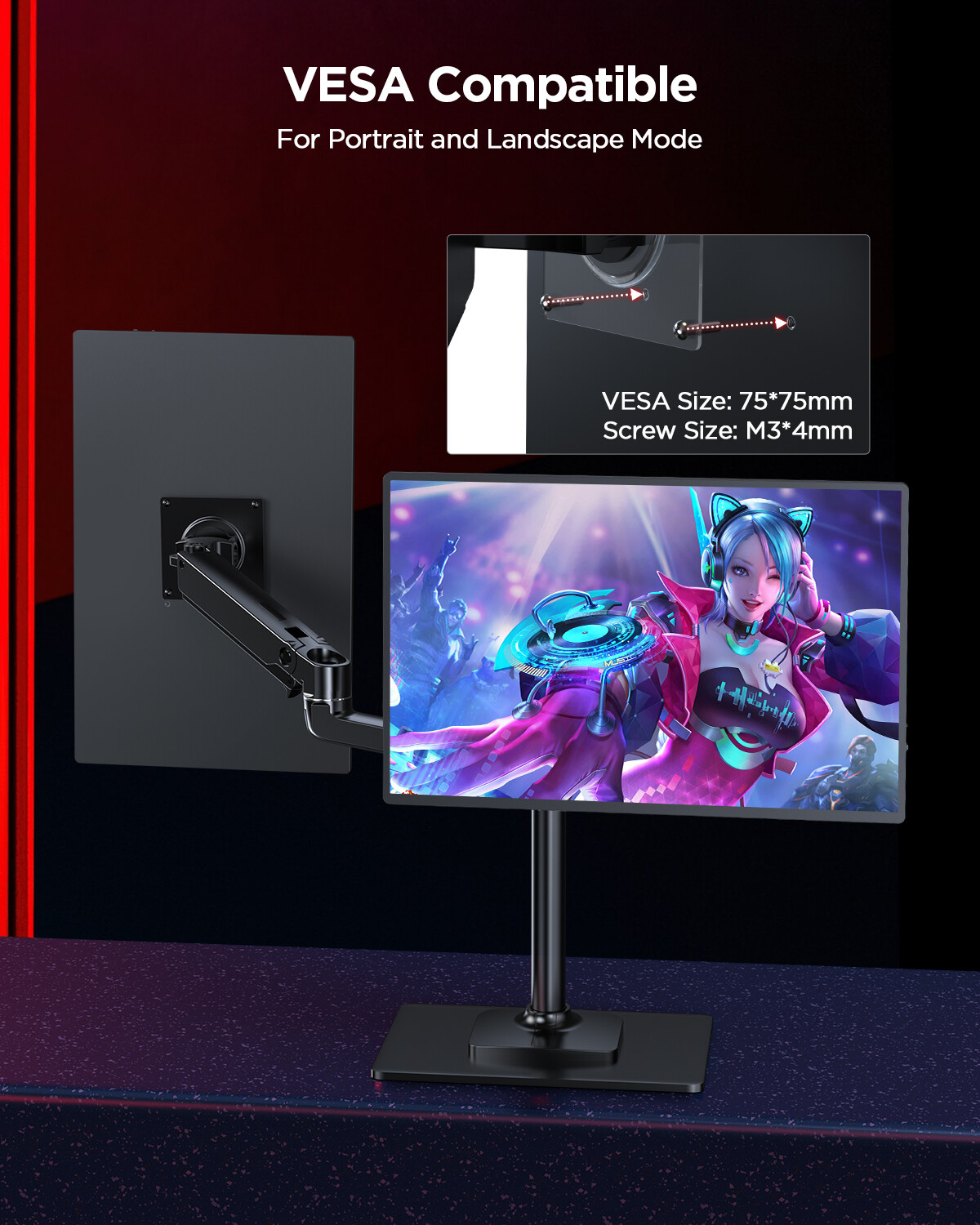 Used | 120Hz Gaming Monitor 16″ 2K 2560×1600 16:10 Portable Monitor for Laptop