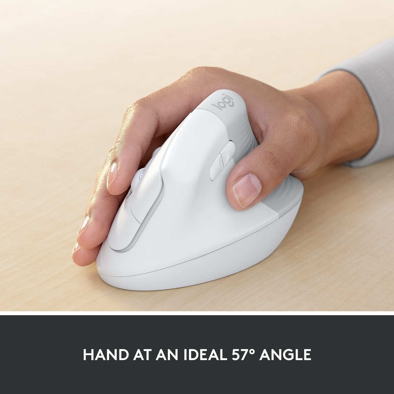 Logitech Lift for Business, Vertical Ergonomic Mouse Off White