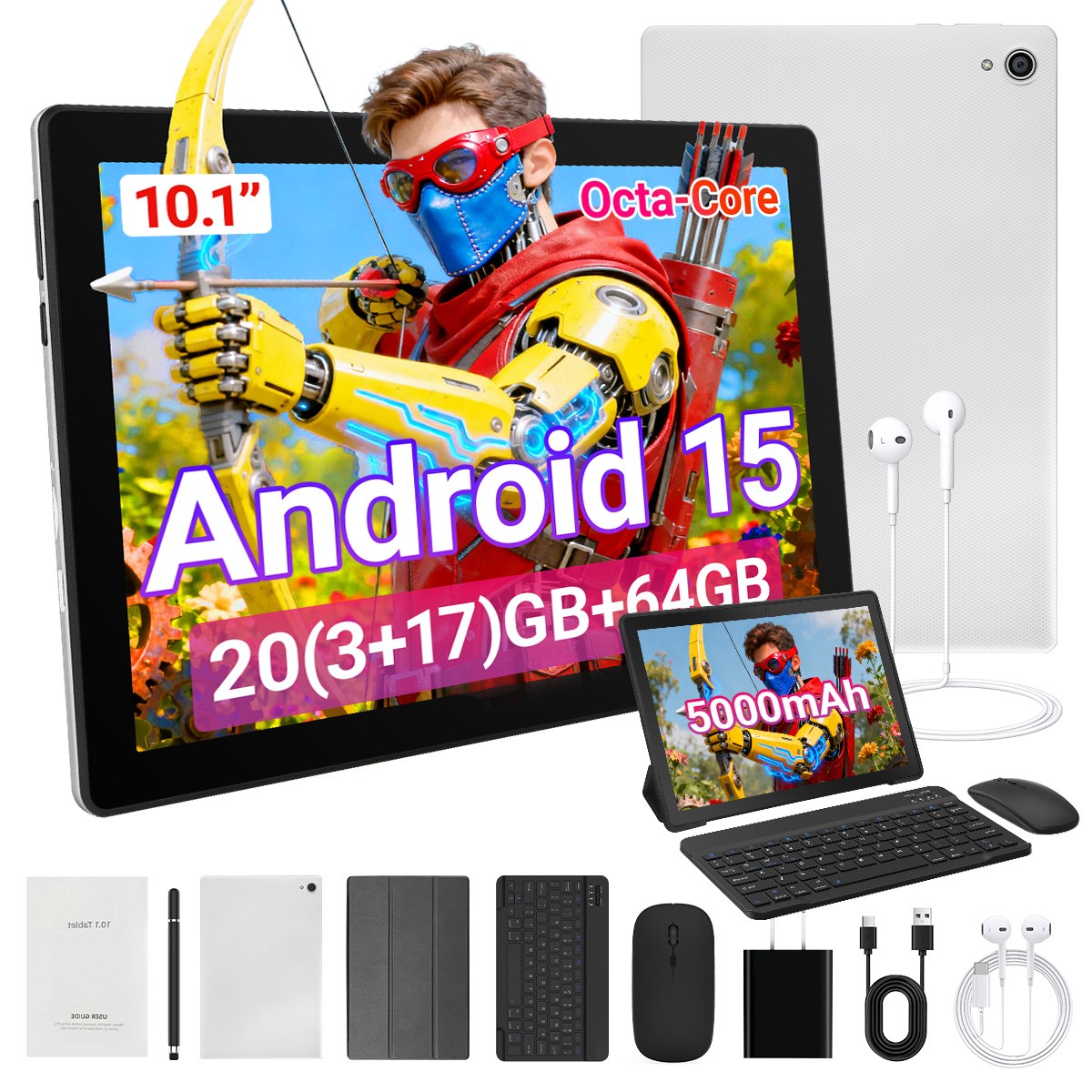 AEEZO 2026 Newest Tablet Android 15 Tablet 20GB RAM+64GB ROM Octa-Core 2.4G+5G