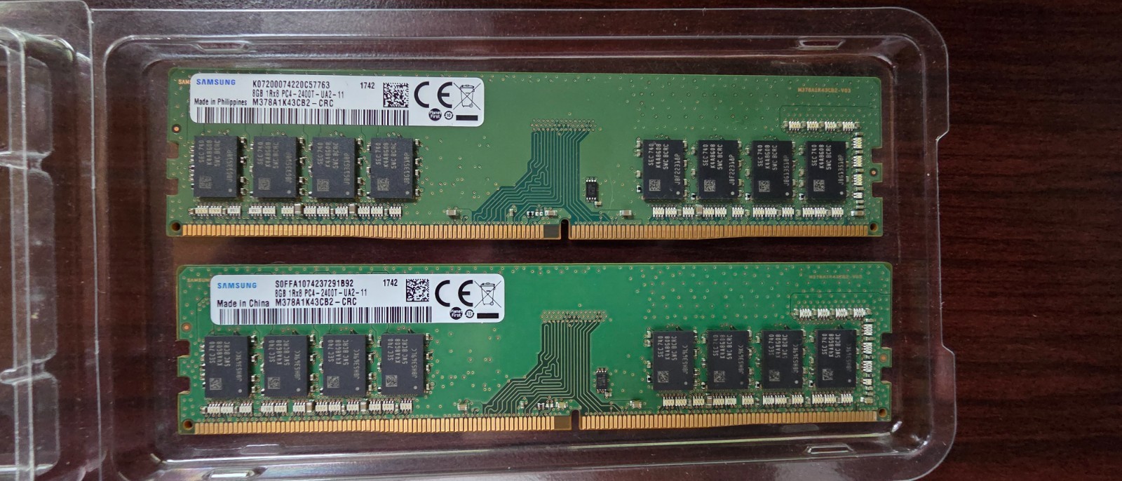 2 sticks Samsung M378A1K43CB2-CRC 8GB DDR4 UDIMM Module Used & working