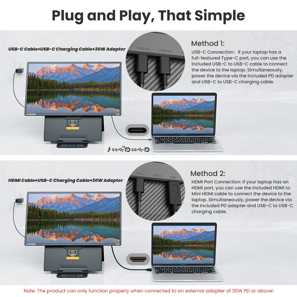 Hyangin 24″ 1080P Laptop Screen Extender Ultra Slim Portable Monitor 100Hz VESA