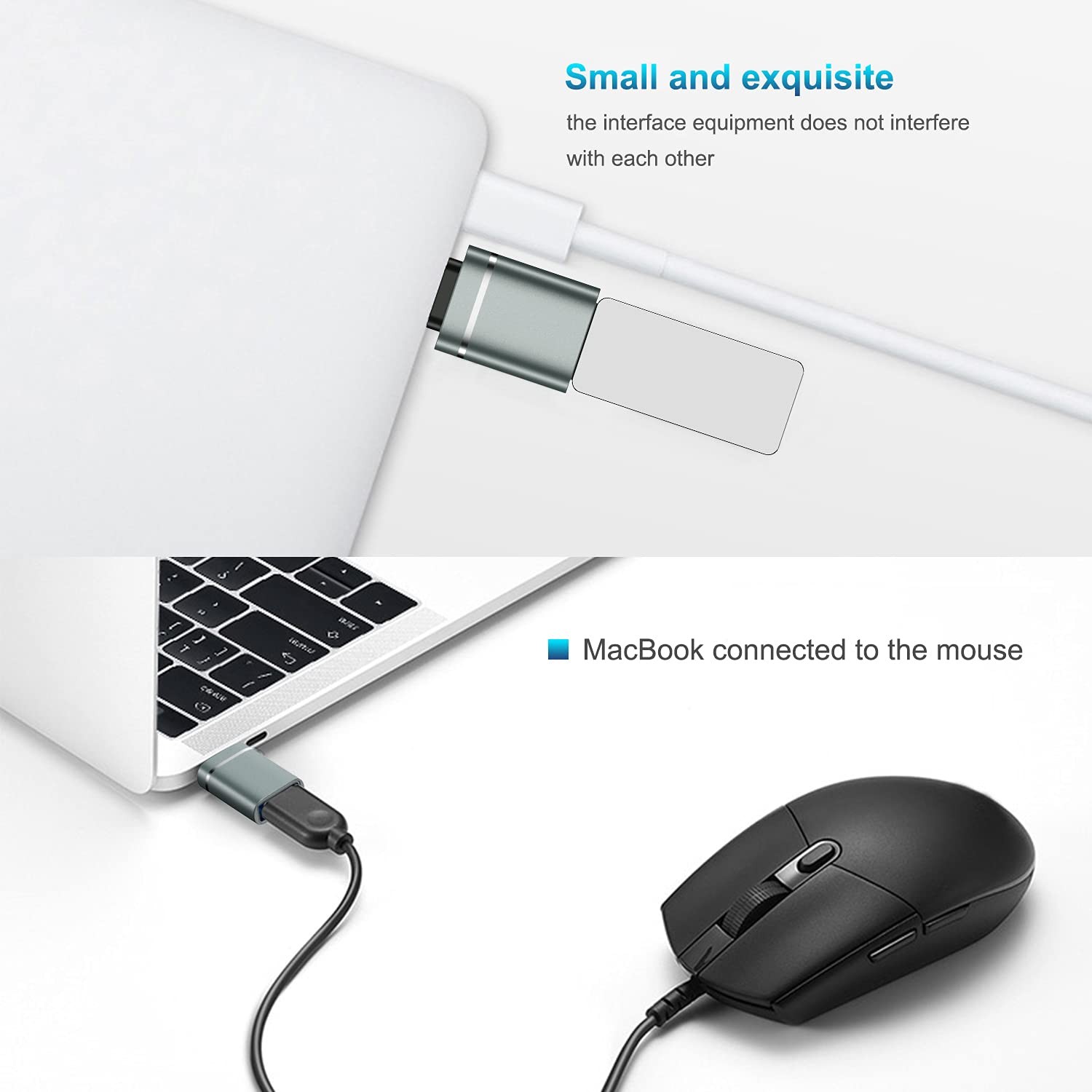 USB-C to USB3.0 Adapter 3-Pack Type-C Male to USB-A Female OTG Adapter Gray Set