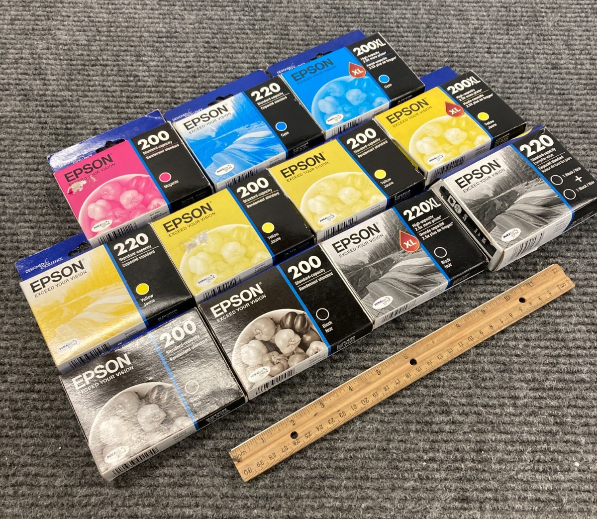 Lot of 11 Epson 200XL 200 Black Yellow Magenta Cyan Ink Cartridges – NIB –