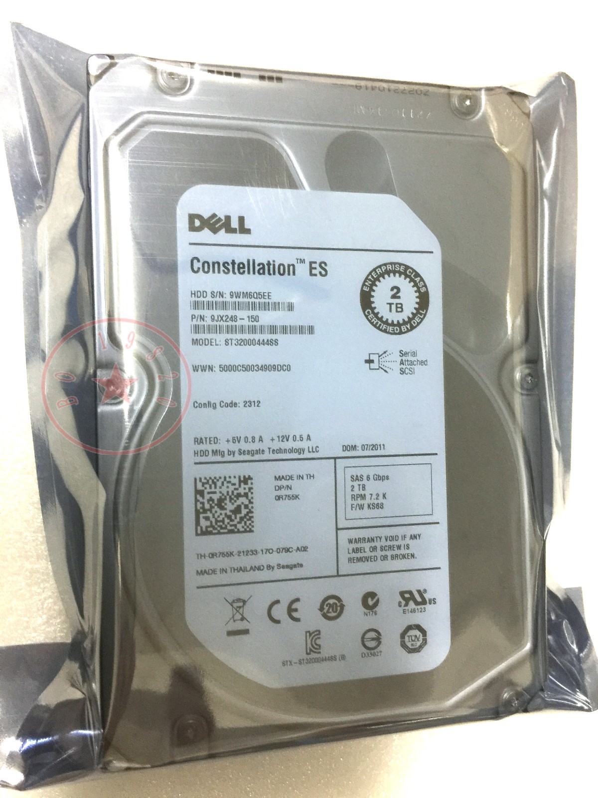Dell ST32000444SS 2TB 7.2K 6G SAS 3.5″ Hard Drive