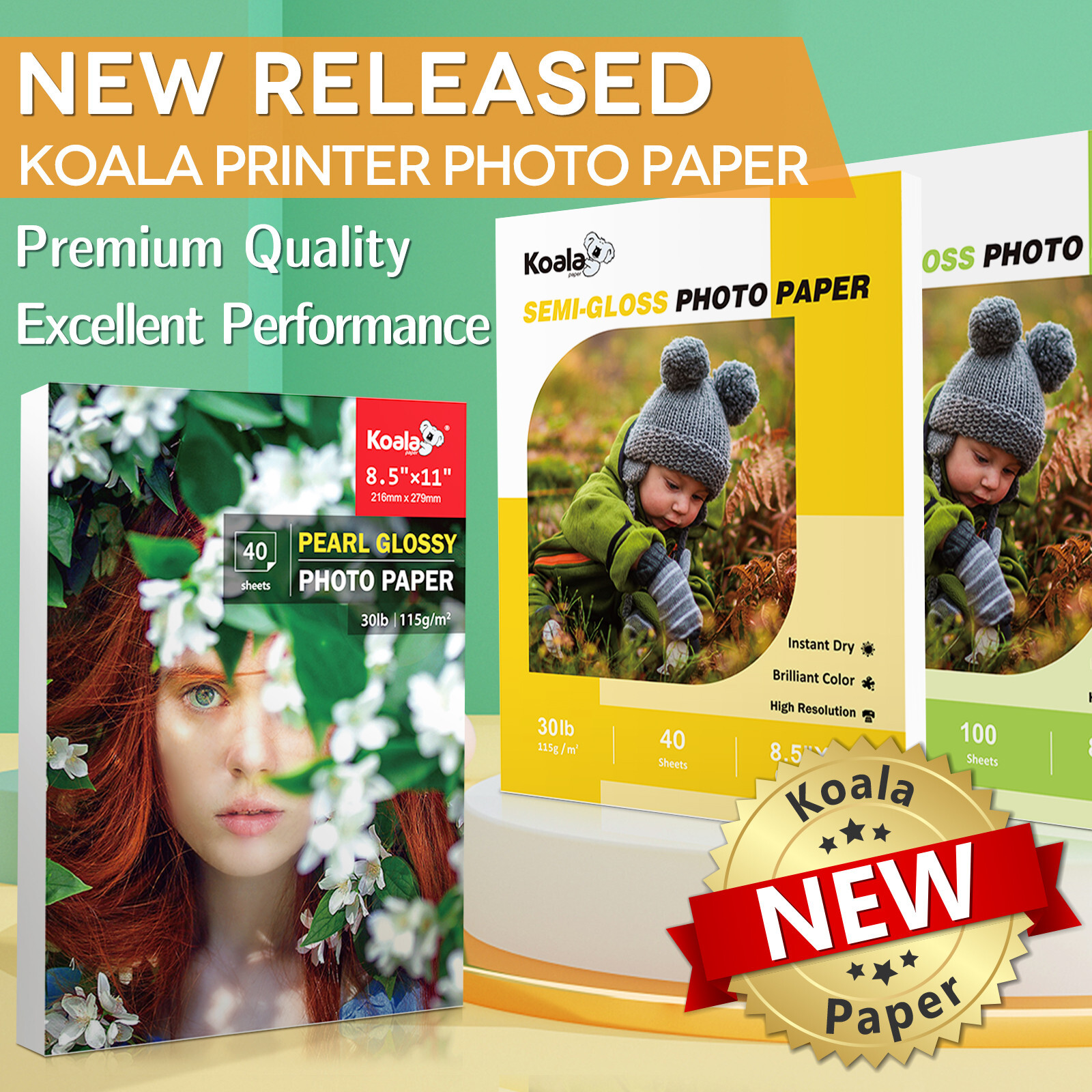Koala Pearl Glossy Thin Photo Paper 8.5×11 30lb for Inkjet + Laser, DIY Chip Bag
