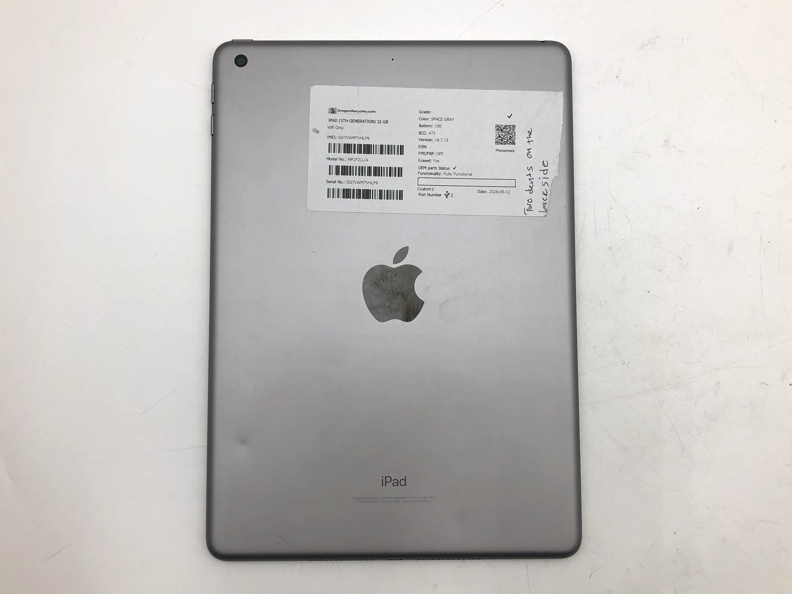 Apple MP2F2LL/A 32GB Space Gray Unlocked A1822 iPadOS Tablet Tested