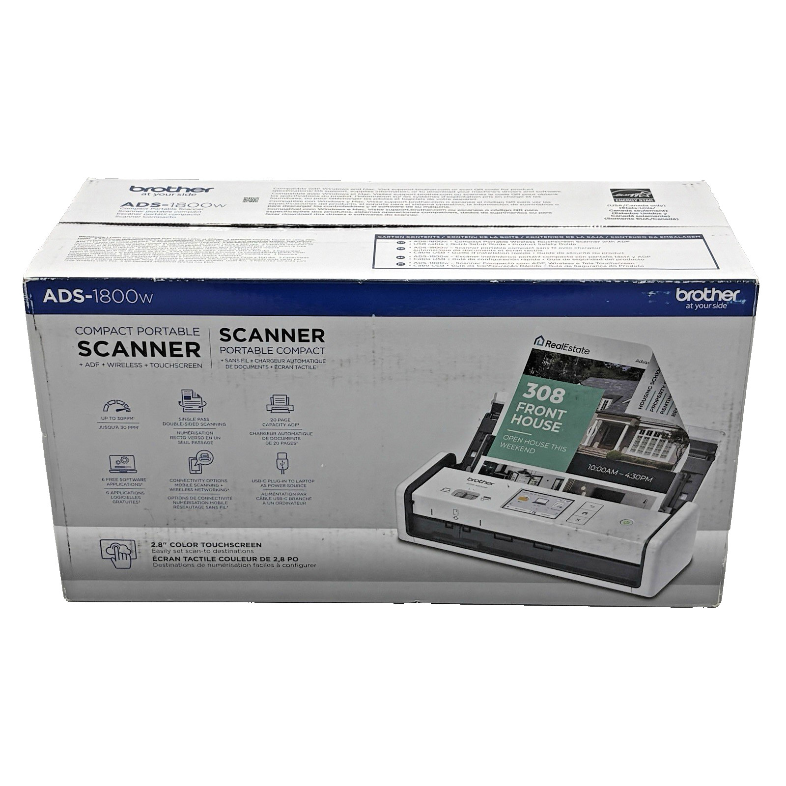 Brother Wireless Compact Desktop Scanner with Color Touchscreen Model# ADS-1800W