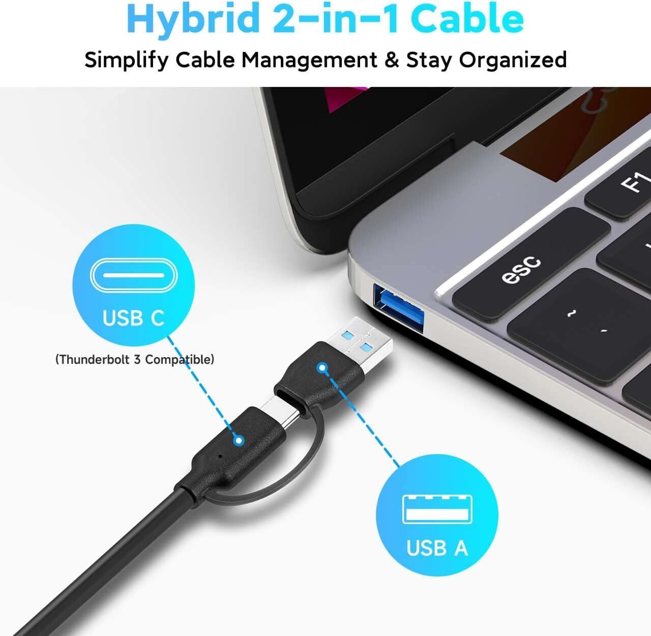 Powered USB 3.0 /USB C Hub, ikuai Aluminium 7-Port USB Hub Splitter with AC Adap