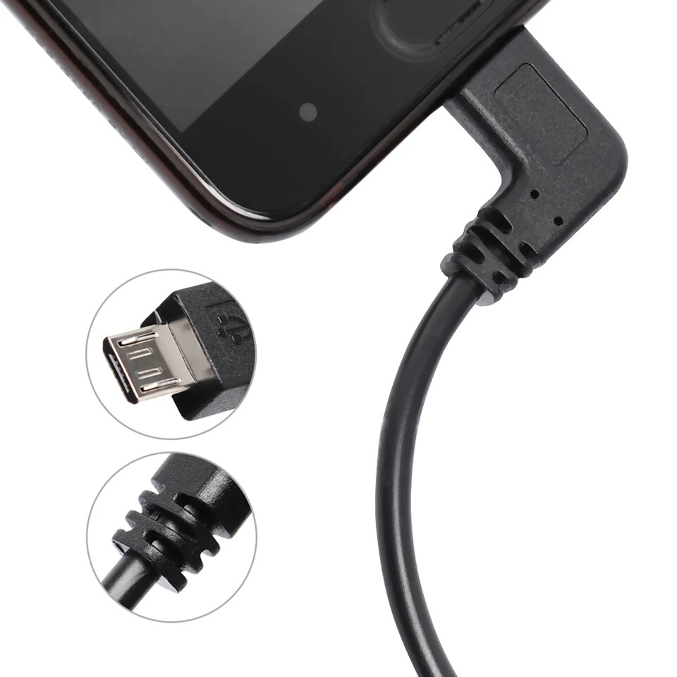 USB Type C Male to Micro B Male Cable, 90 Degree Right Angle on Both End 0.3 M